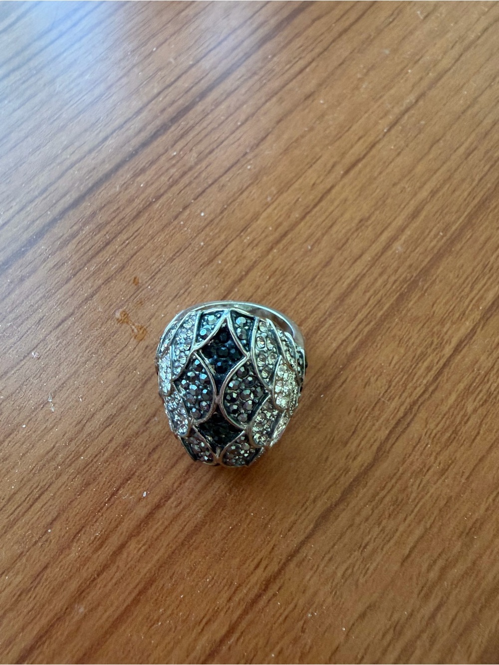 Banana Republic Silver-Tone Ring with Black and Clear Stones